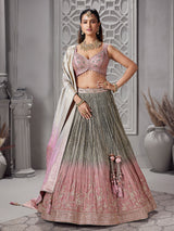 Grey and onion pink shaded lehenga choli
