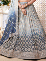 Shaded blue diamond work lehenga choli