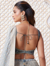 Shaded blue diamond work lehenga choli