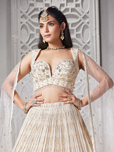 Cream gota and diamond lehenga choli
