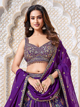 Purple diamond embellished lehenga choli