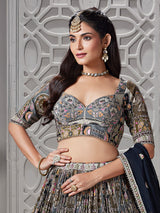Black printed gota work lehenga choli