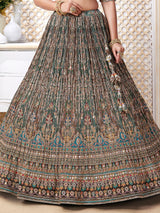 Multicolor printed v neck lehenga choli