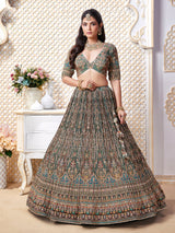 Multicolor printed v neck lehenga choli