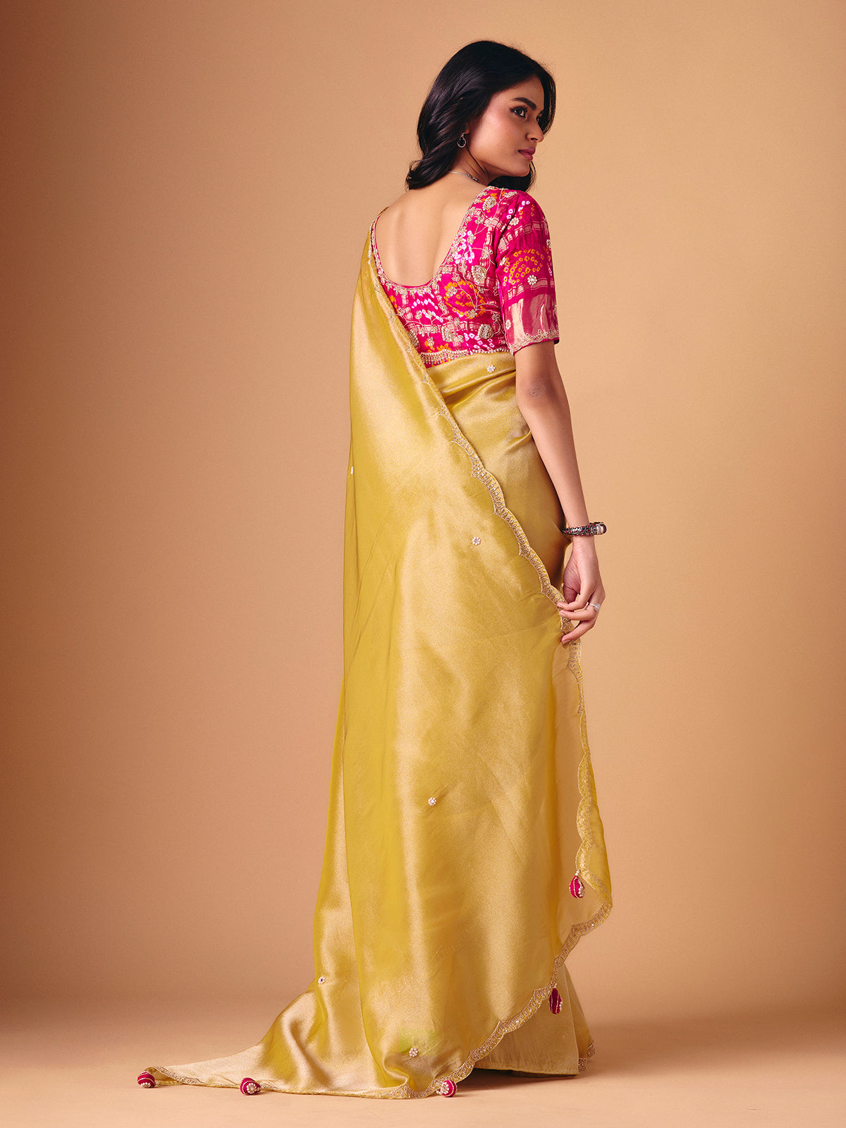 Gold tissue silk festive wear saree