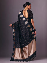 Black zari butti semi silk saree