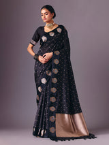 Black zari weaving semi silk saree