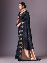 Black zari weaving semi silk saree