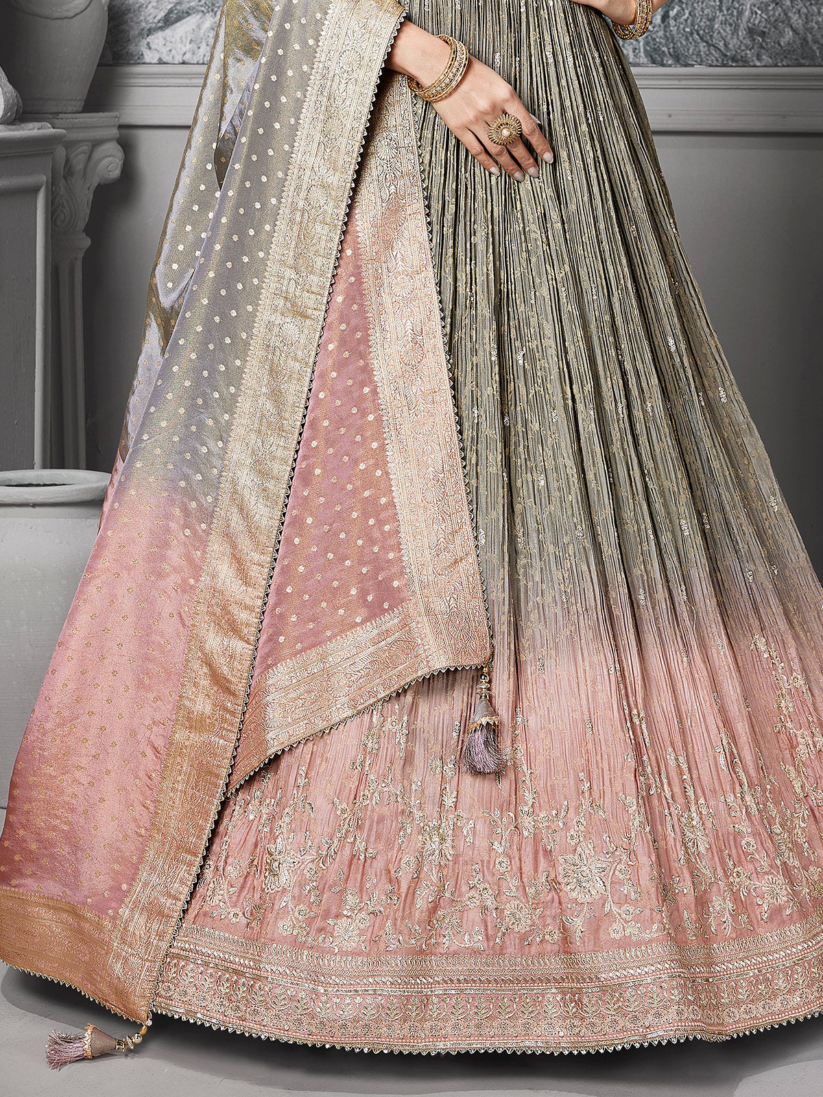 Grey and pink shaded designer suit
