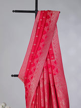 Rani pink zari checks dola silk saree