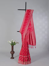 Rani pink zari checks dola silk saree