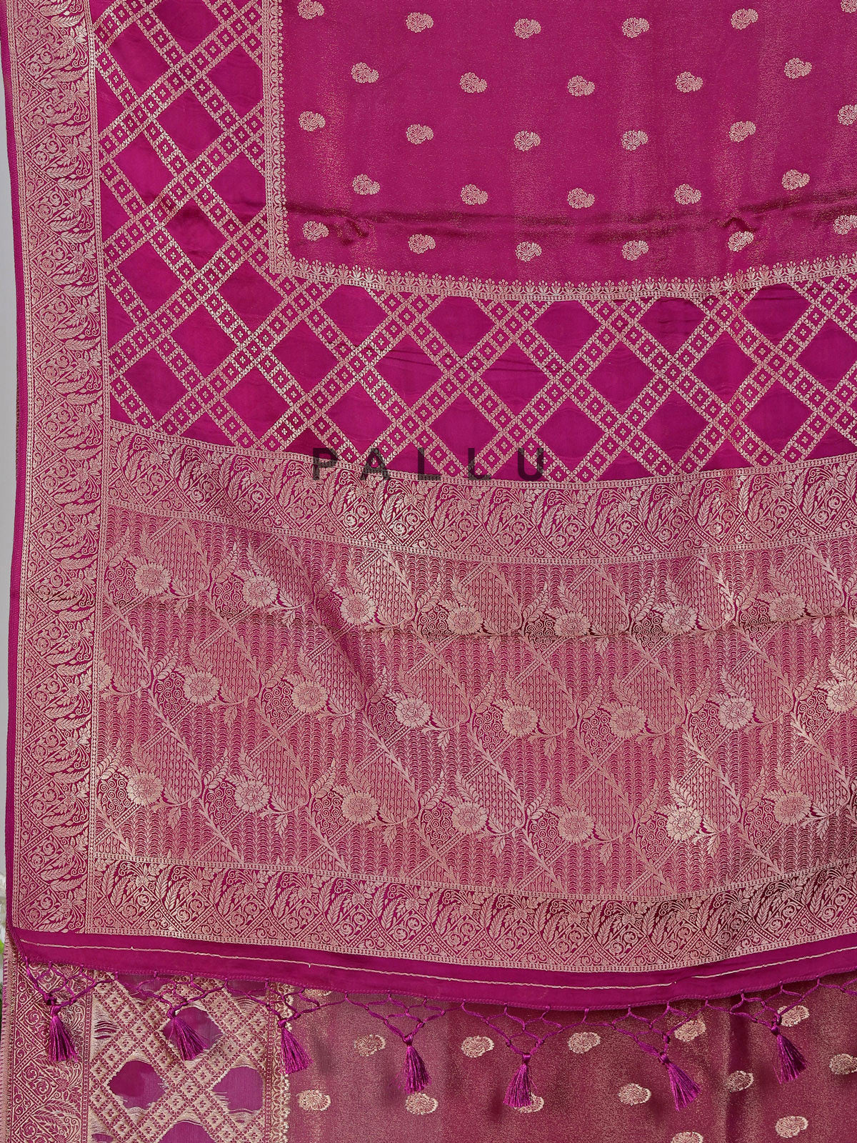 Purple zari butti work dola silk saree
