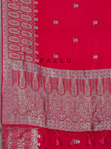Magenta zari butti work satin silk saree