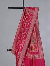Rani pink zari banarasi silk saree