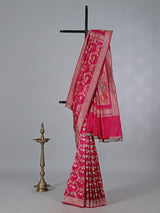 Rani pink zari banarasi silk saree