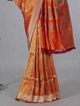Orange zari banarasi silk saree