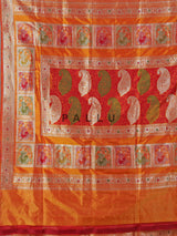 Orange zari banarasi silk saree