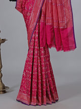 Rani pink zari saree in banarasi silk