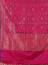 Rani pink zari saree in banarasi silk