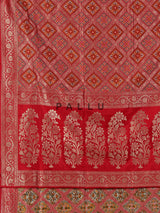 Red zari printed banarasi silk saree