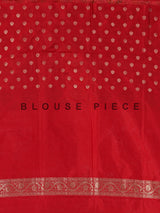 Red zari printed banarasi silk saree