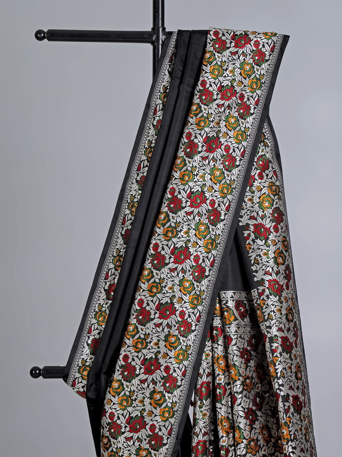Black embroidered banarasi silk saree