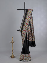 Black embroidered banarasi silk saree