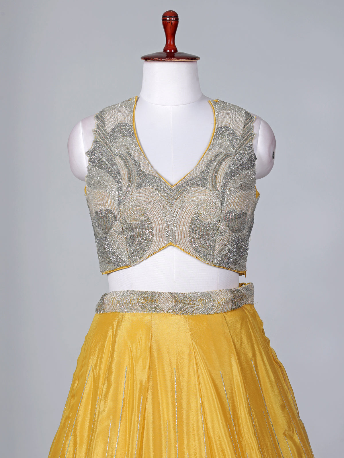 Mustard yellow satin silk designer lehenga choli