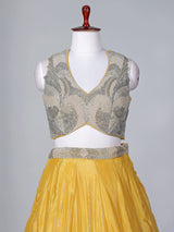 Mustard yellow satin silk designer lehenga choli