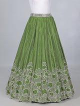 Mehendi green satin silk embellished lehenga choli