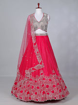 Magenta satin silk designer lehenga choli