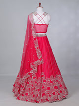 Magenta satin silk designer lehenga choli