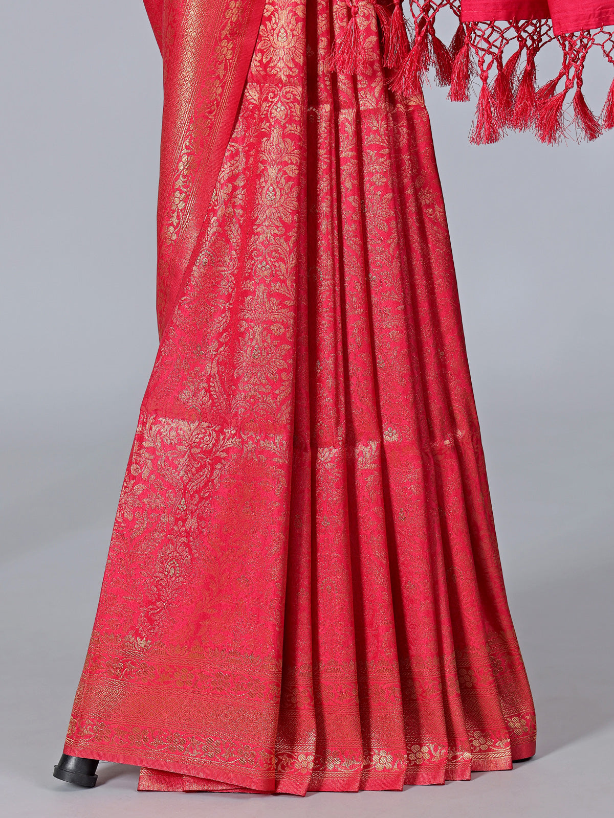 Pink semi silk saree with zari and butti work