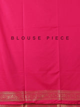 Gajari pink semi silk zari work saree