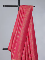 Gajari pink semi silk zari work saree
