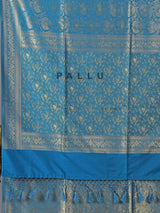 Blue semi silk zari work festive saree