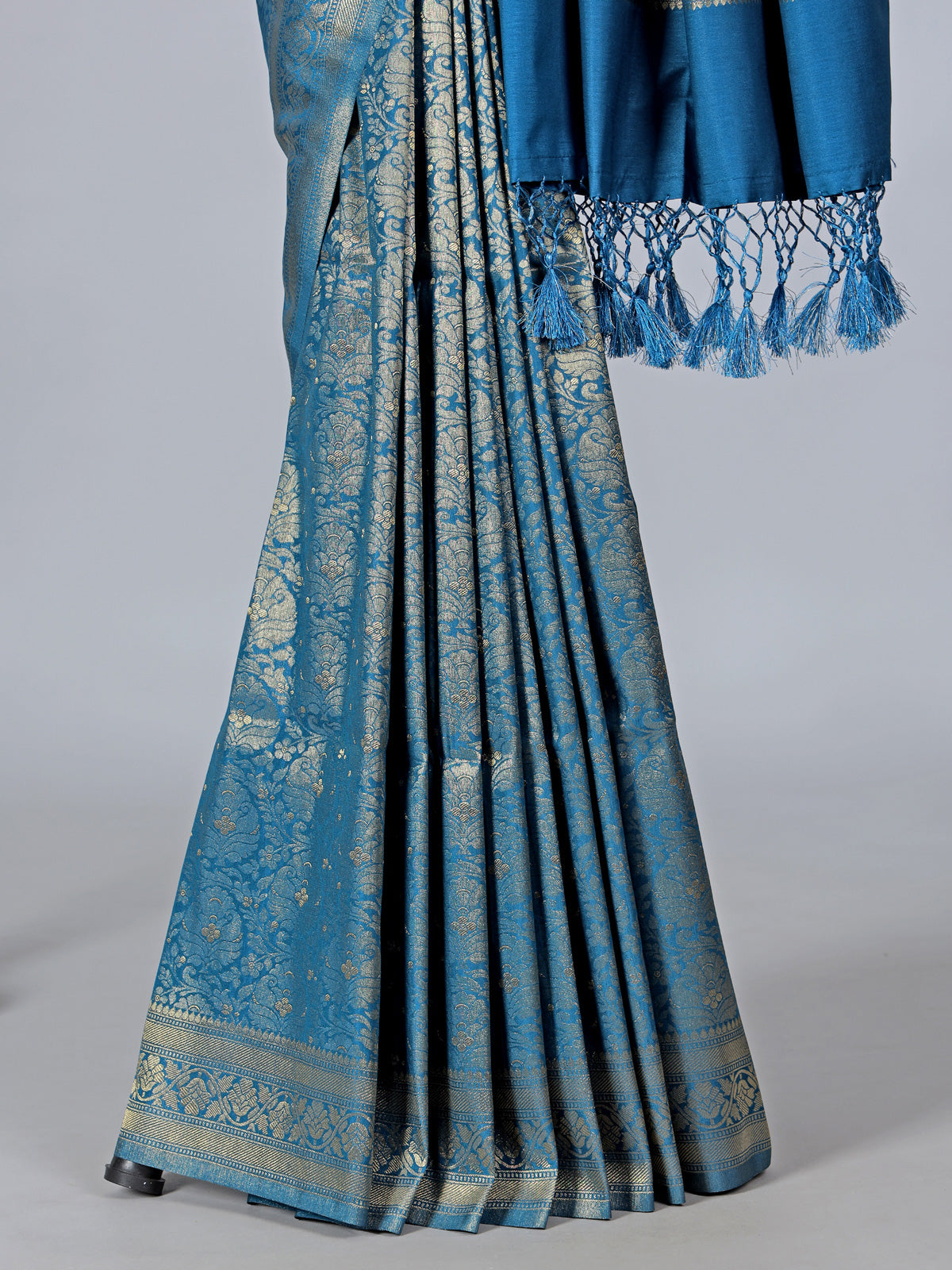 Blue semi silk zari work festive saree