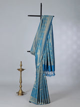 Blue semi silk zari work festive saree