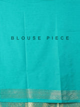 Mint blue semi silk zari work saree