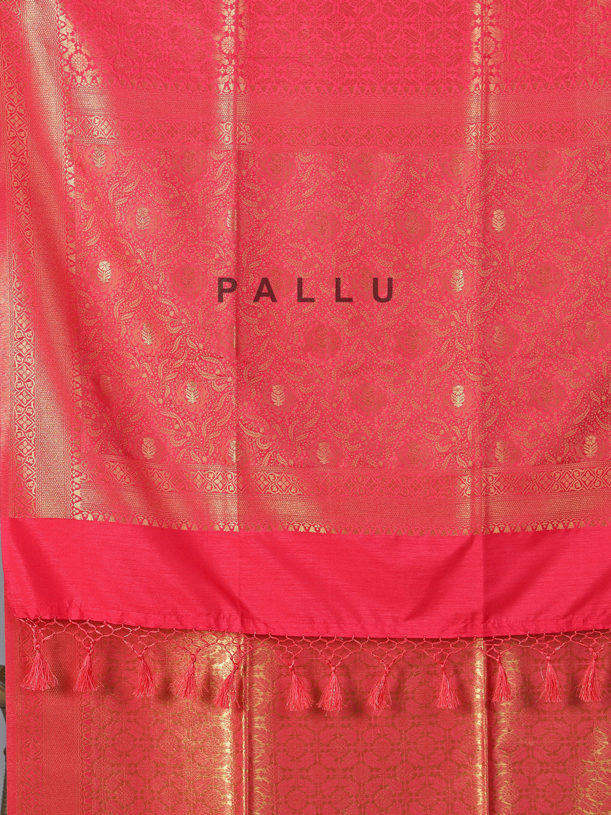 Gajari pink semi silk saree with zari work