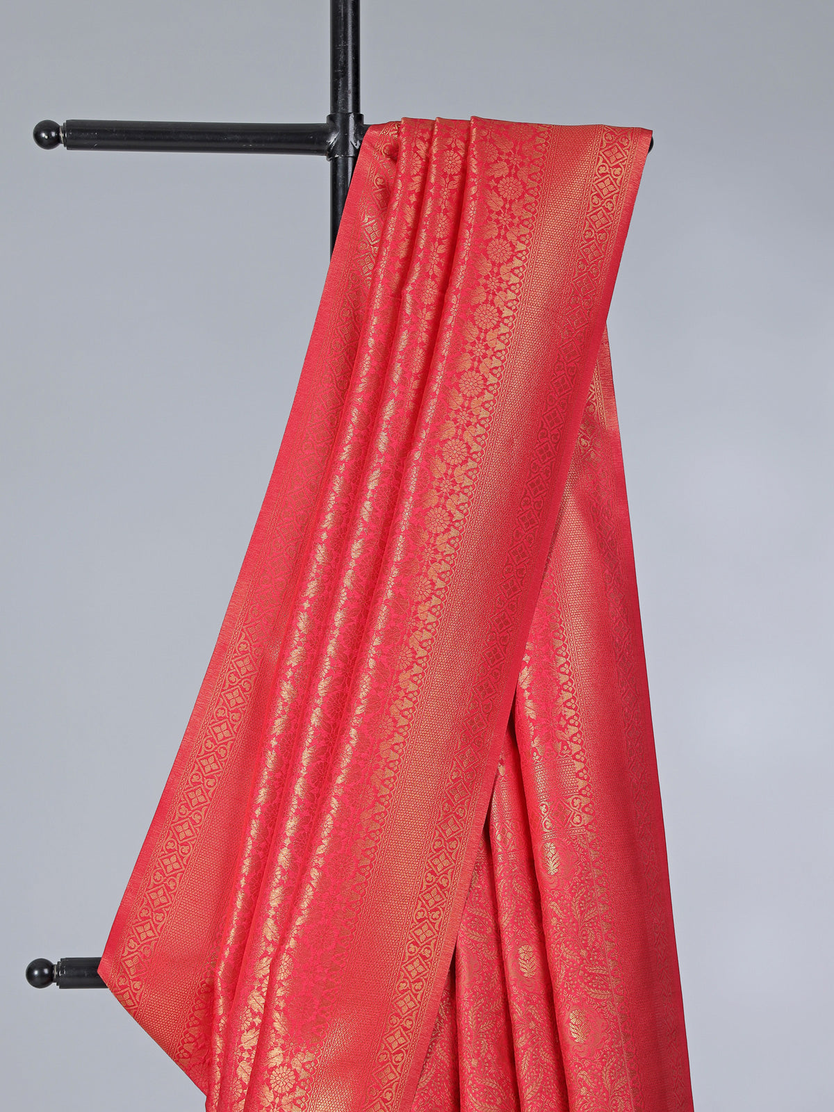 Gajari pink semi silk saree with zari work