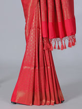 Gajari pink semi silk saree with zari work