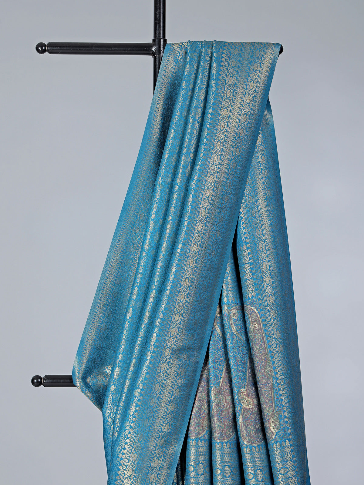 Blue semi silk zari work classic saree