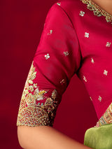 Pista green tissue organza wedding saree