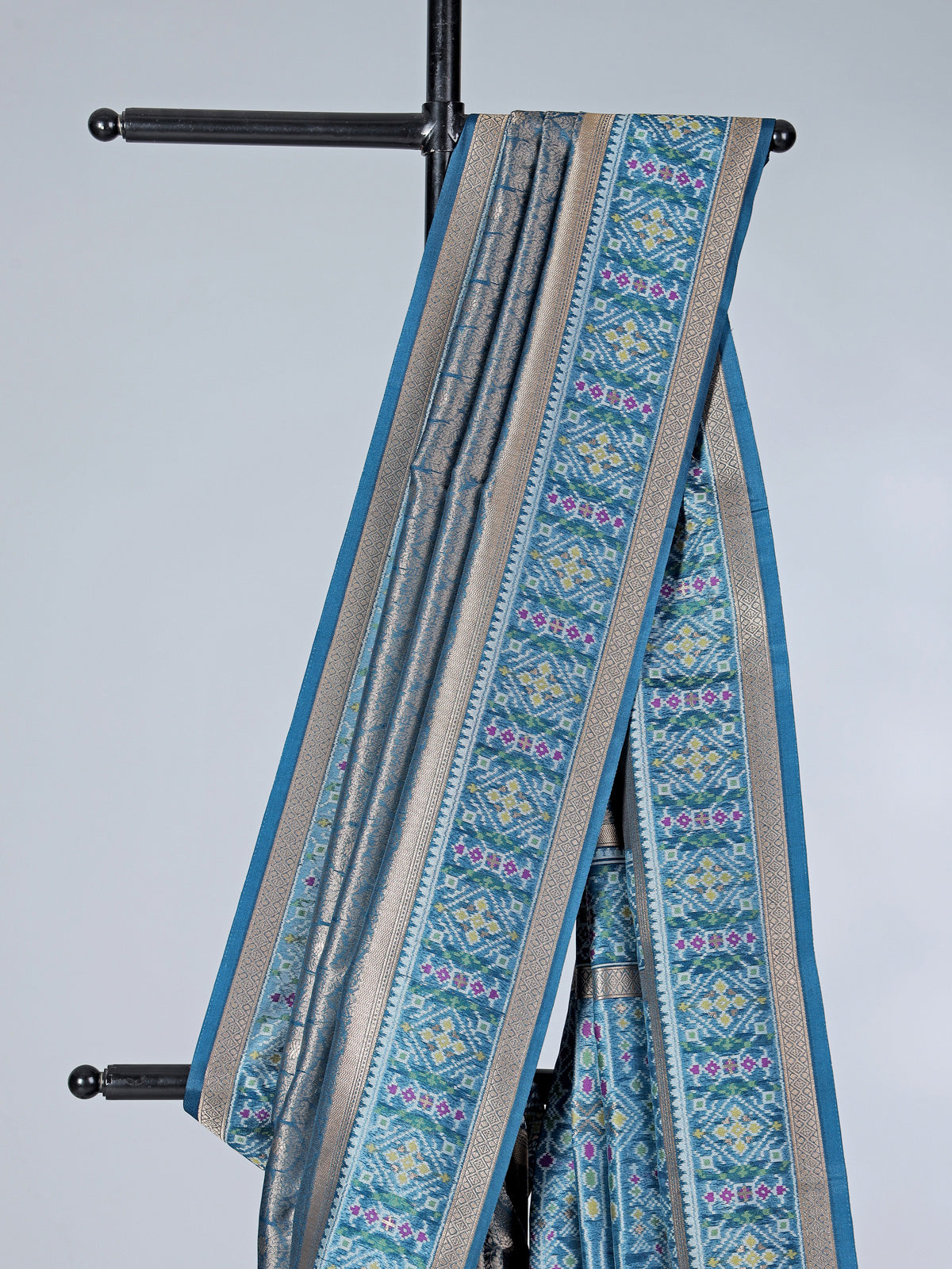 Blue art silk zari border festive saree