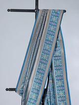 Blue art silk zari border festive saree