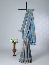 Blue art silk zari border festive saree