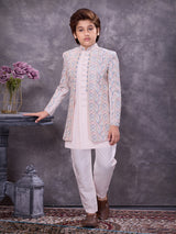 Soft pink jacquard ornate jacket indowestern