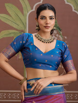 Purple tussar silk zari handloom festive wear saree