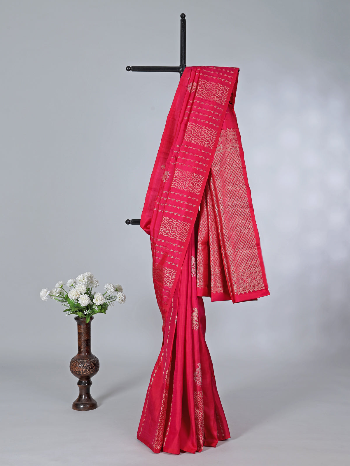 Rani pink art silk zari festive wear saree